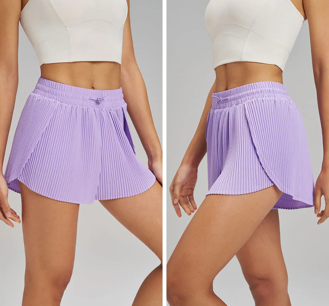 Sports Outdoor Fitness Yoga Shorts Fake Two Pieces Pleated Skirt Pants Breathable Quick Dry Three Point Pants Yoga Skirt